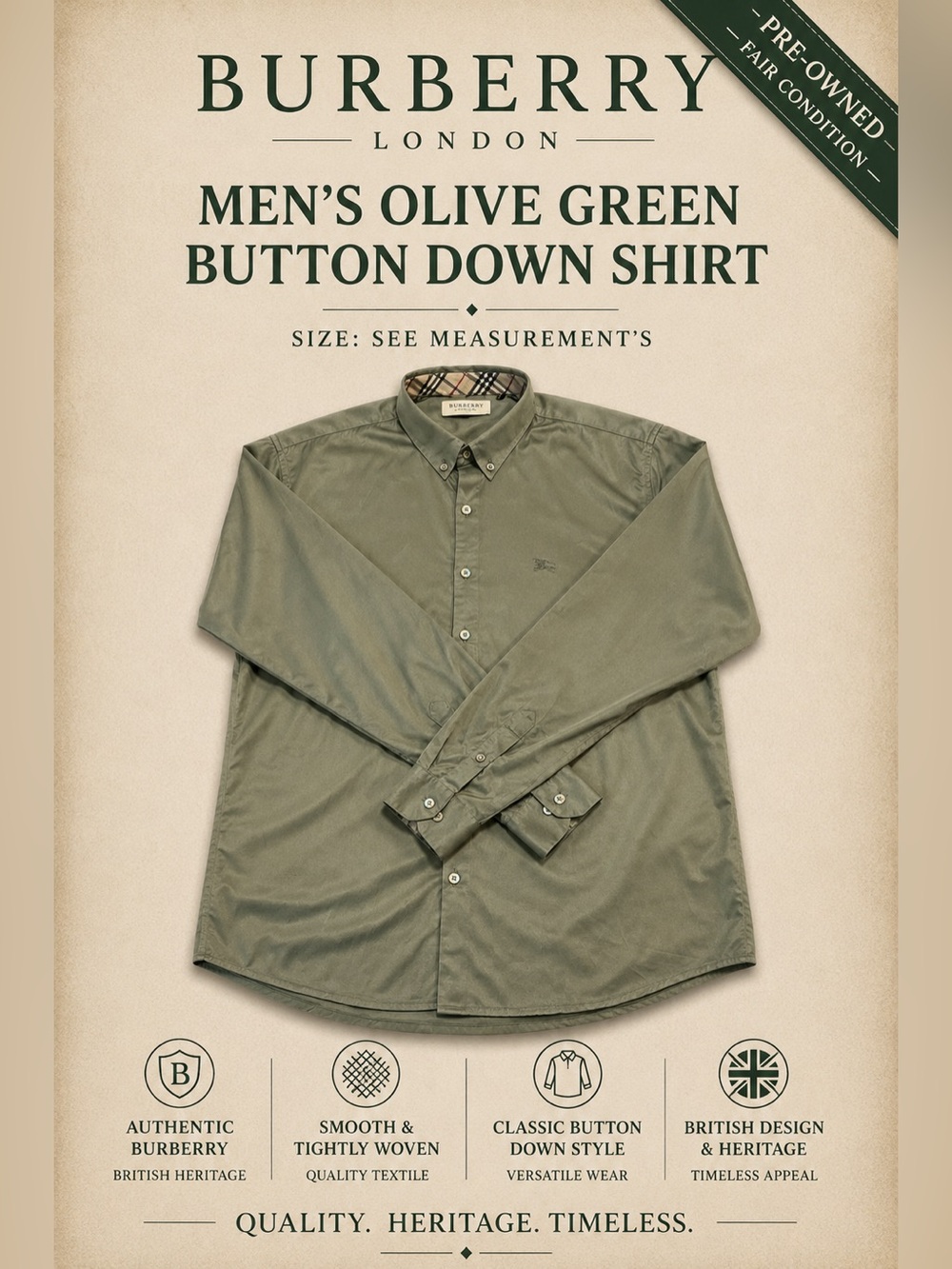Burberry Olive Green Fabric Swatch